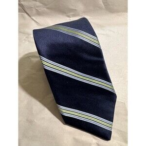 Ike by Ike Behar 100% Silk Striped Tie Hand Tailored USA Blue Stripe 58"x3.25"